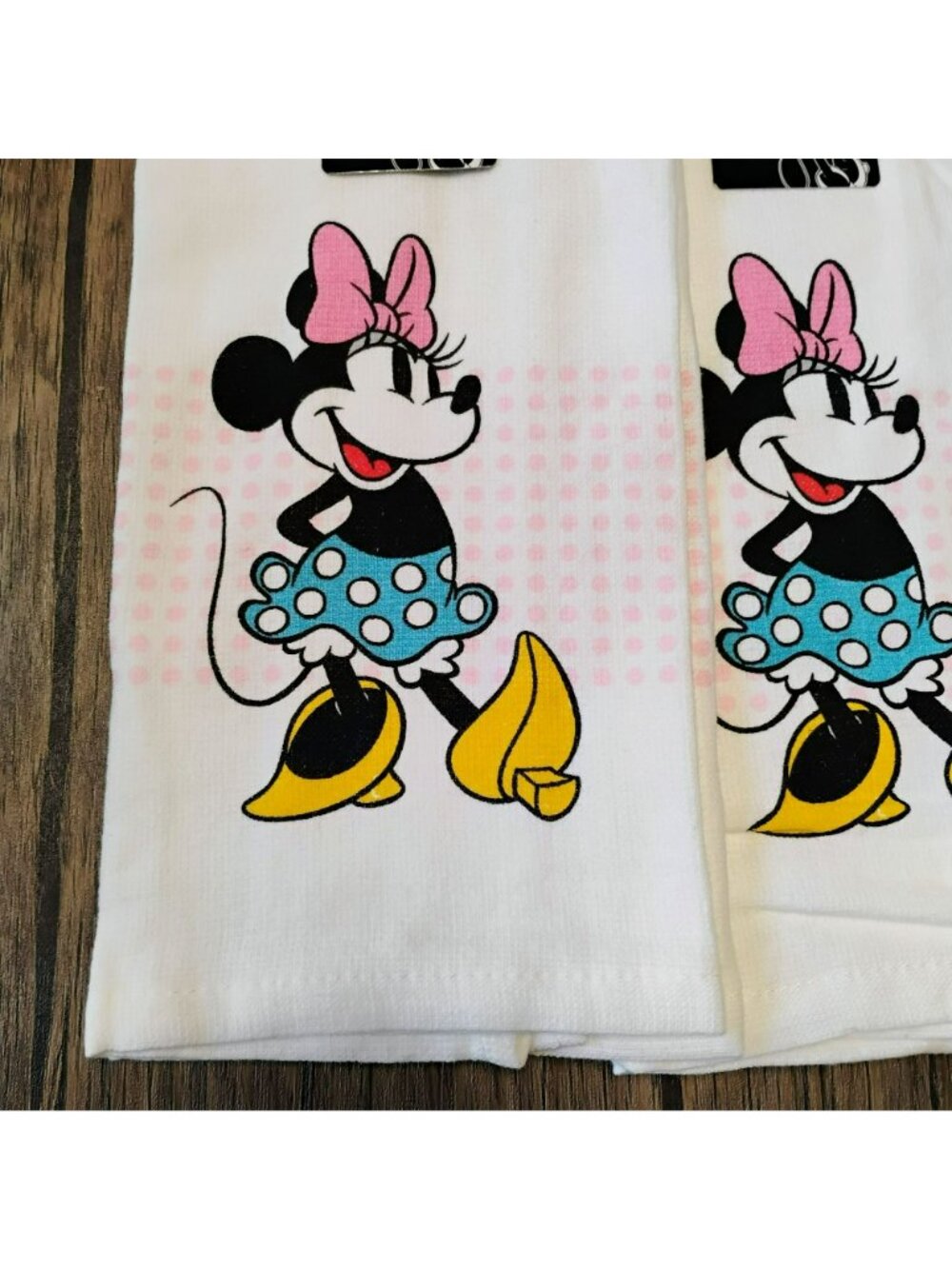 Disney Minnie Mouse 4 Pc Kitchen Set 2 Towels & 2 Pot Holders Pink Teal NWT - Picture 2 of 8
